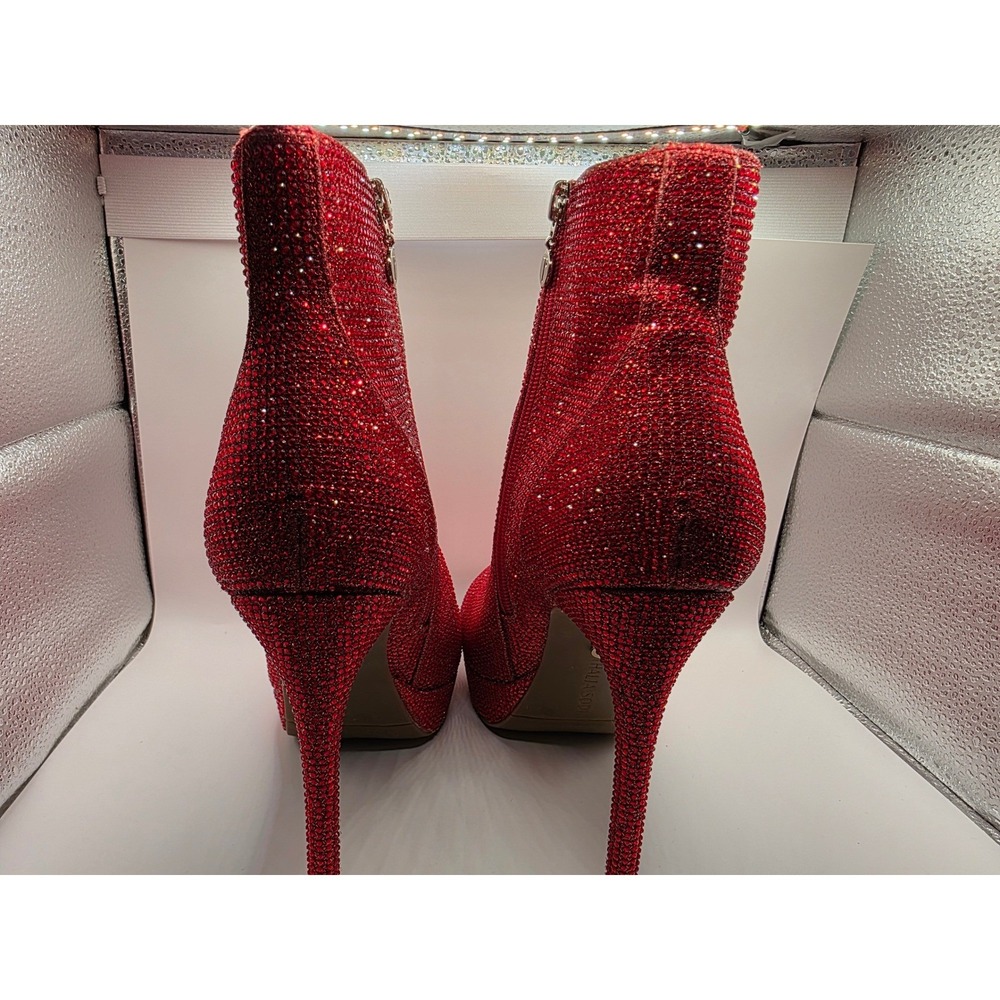 Thalia Sodi Chiara Red Rhinestone Platform Stiletto Ankle Boots SY961A-18T 10M - Picture 3 of 9